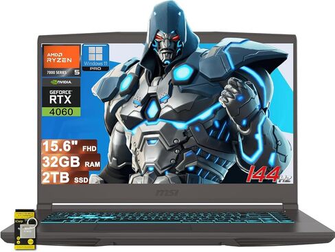 msi Thin A15 Gaming Laptop 15.6" FHD IPS 144Hz AMD 6 core Ryzen 5 7535HS 32GB RAM 2TB SSD GeForce RTX 4060 (Up to 233 AI Tops) Backlit Type-C Wi-Fi6E Win11Pro ICP Hub in Saudi Arabia