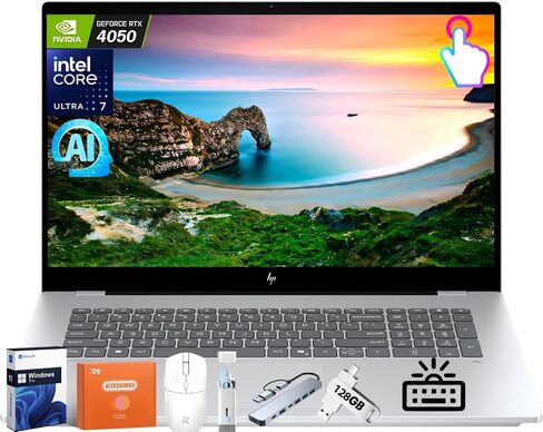 HP OmniBook 7 Copilot+ AI PC كمبيوتر محمول للأعمال (الجيل التالي Envy 17)، شاشة لمس 17.3 بوصة FHD، Intel Ultra 7 Series 2 258V(>Ultra 9 185H)، GeForce RTX 4050، 32 جيجابايت DDR5، 2 تيرابايت SSD، لوحة مفاتيح بإضاءة خلفية، Windows 11 Pro in Saudi Arabia