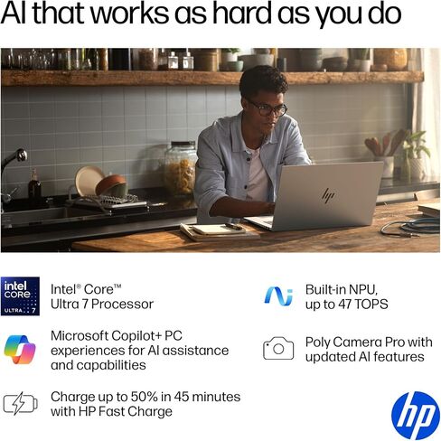 HP OmniBook 7 Copilot+ AI PC كمبيوتر محمول للأعمال (الجيل التالي Envy 17)، شاشة لمس 17.3 بوصة FHD، Intel Ultra 7 Series 2 258V(>Ultra 9 185H)، GeForce RTX 4050، 32 جيجابايت DDR5، 2 تيرابايت SSD، لوحة مفاتيح بإضاءة خلفية، Windows 11 Pro in Saudi Arabia