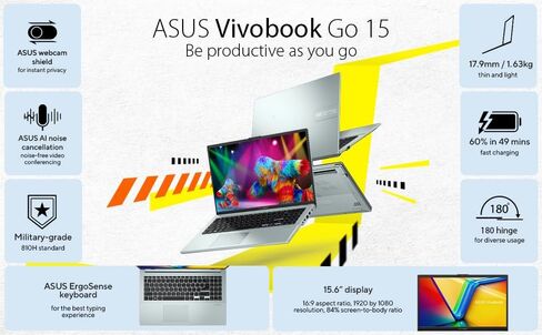 ASUS VivoBook 15 كمبيوتر محمول عالي الأداء باللون الأزرق، Intel 10-core i5 حتى 4.2 جيجا هرتز، 16 جيجا بايت رام، 512 جيجا بايت SSD، 15.6 بوصة FHD كاميرا ويب HDMI W11 (F1502 - متجدد) in Saudi Arabia