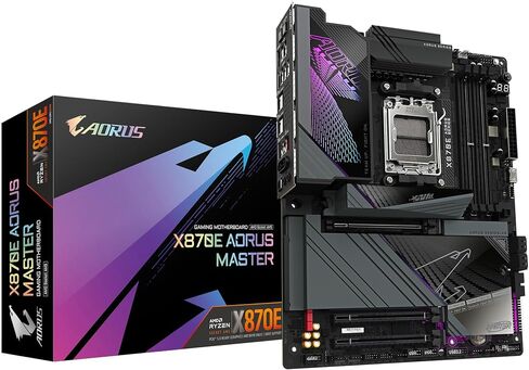 GIGABYTE X870E AORUS Master Motherboard - Supports AMD Ryzen 9000 CPUs, 16+2+2 Phases Digital VRM, up to 8200MHz DDR5 (OC), 4xPCIe 5.0 + 4xM.2, Wi-Fi 7, 5GbE LAN, USB 3.2 Gen 2x2 in Saudi Arabia