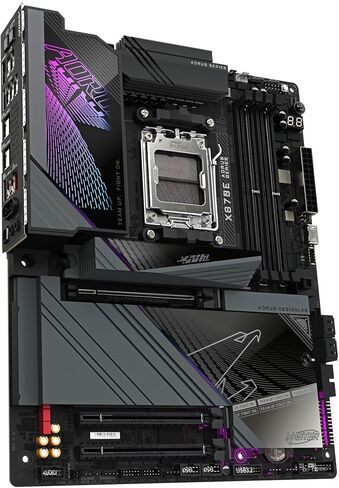 GIGABYTE X870E AORUS Master Motherboard - Supports AMD Ryzen 9000 CPUs, 16+2+2 Phases Digital VRM, up to 8200MHz DDR5 (OC), 4xPCIe 5.0 + 4xM.2, Wi-Fi 7, 5GbE LAN, USB 3.2 Gen 2x2 in Saudi Arabia