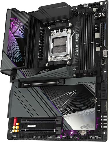 GIGABYTE X870E AORUS Master Motherboard - Supports AMD Ryzen 9000 CPUs, 16+2+2 Phases Digital VRM, up to 8200MHz DDR5 (OC), 4xPCIe 5.0 + 4xM.2, Wi-Fi 7, 5GbE LAN, USB 3.2 Gen 2x2 in Saudi Arabia