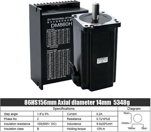1pcs Nema34 Stepper Motor Open Loop or Close Loop DC Engines 12Nm with Driver DM860H / HBS86H +3M Encoder Cables for Computerized Numerical Control Router(12Nm Open Loop) in Saudi Arabia