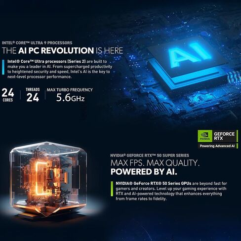 كمبيوتر مكتبي للألعاب msi Aegis R2 AI - معالج Intel Core Ultra 9 285 24-Core، ذاكرة وصول عشوائي DDR5 سعة 64 جيجابايت، محرك أقراص NVMe SSD سعة 2 تيرابايت، NVIDIA GeForce RTX 5070 Ti 16 جيجابايت GDDR7، نظام التشغيل Windows 11 Home in Saudi Arabia