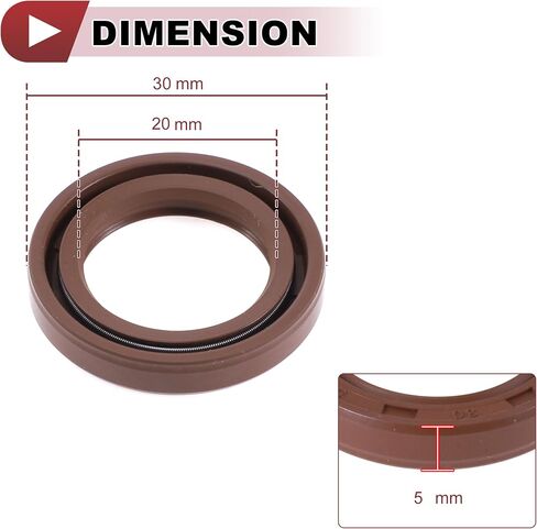 Universal Oil Seal TC Seal Ring Rotary Shaft Seal 22x35x7mm High Pressure FKM Rubber Brown 2 Pcs in Saudi Arabia