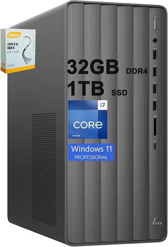 الكمبيوتر المكتبي HP Envy Business | انتل 20 كور i7-14700 | 64 جيجابايت DDR4 2 تيرابايت SSD | نوع C Win11Pro مع ملحق DLCA in Kuwait