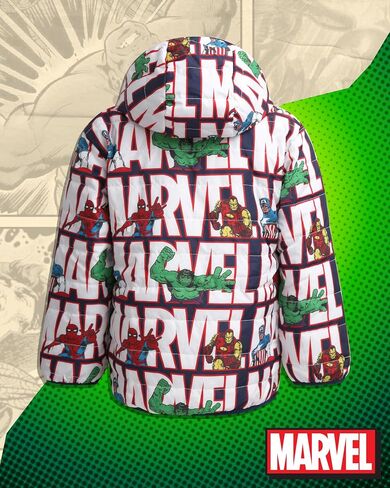 Marvel Spider-Man Boys Puffer Jacket - Reversible Quilted Puffer Coat with Sherpa Fleece Lining Jacket for Boys (Size: 2T-20) in Saudi Arabia