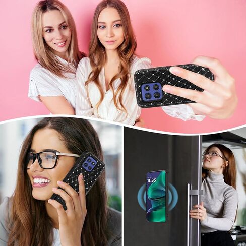 حافظة هاتف لموتورولا موتو جي باور 5G 2025 محفظة بسحاب غطاء خلية مغناطيسي قابل للفصل مع واقي شاشة من الزجاج المقسى وحزام حبل طويل وحامل بطاقة الائتمان XT2515-1 نسائي أخضر in Saudi Arabia