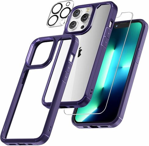 TAURI for iPhone 13 Pro Max Case, [Not-Yellowing] [Military-Grade Drop Protection] Shockproof Phone Lanyard Case for iPhone 13 Pro Max 6.7 inch Purple in Saudi Arabia