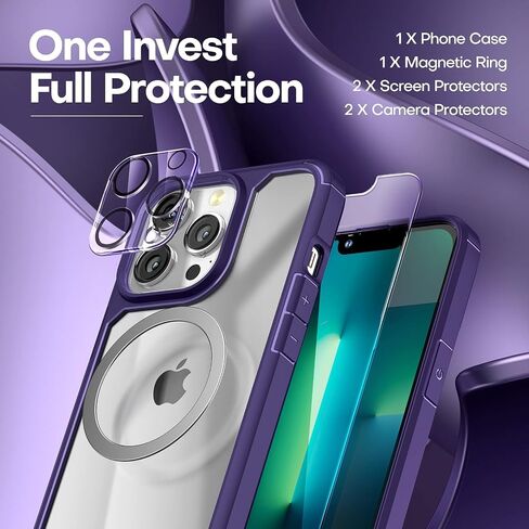 TAURI for iPhone 13 Pro Max Case, [Not-Yellowing] [Military-Grade Drop Protection] Shockproof Phone Lanyard Case for iPhone 13 Pro Max 6.7 inch Purple in Saudi Arabia