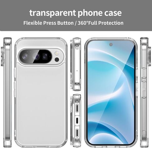 Case for Google Pixel 10 Pro 2025, with 2 Pack of Screen Protector Non-Yellowing Shockproof Bumper Protective Phone Case, Anti-Scratch Hard Acrylic Back (Clear) in Kuwait