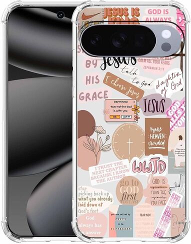 Jesus Christian Aesthetic Bible Verse Quotes Collage,Trendy Soft TPU Full Cover Case for Google Pixel 10/10 Pro Clear in Saudi Arabia