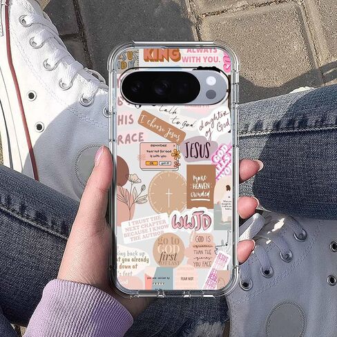 Jesus Christian Aesthetic Bible Verse Quotes Collage,Trendy Soft TPU Full Cover Case for Google Pixel 10/10 Pro Clear in Saudi Arabia