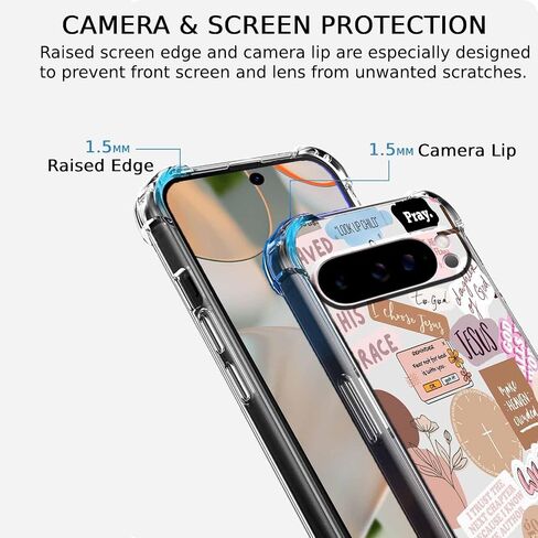 Jesus Christian Aesthetic Bible Verse Quotes Collage,Trendy Soft TPU Full Cover Case for Google Pixel 10/10 Pro Clear in Saudi Arabia