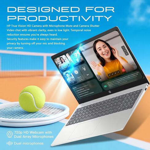 كمبيوتر محمول HP بشاشة لمس 15.6 بوصة للأعمال والطلاب، Intel الجيل الثالث عشر Core i3 (يصل إلى 4.5 جيجا هرتز)، شاشة لمس عالية الدقة، ذاكرة وصول عشوائي 32 جيجابايت، 1 تيرابايت SSD، مساعد AI، Win 11 Pro، مع ملحقات in Kuwait