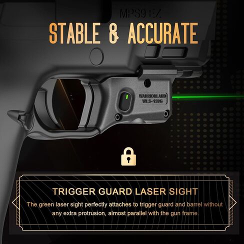 WARRIORLAND Trigger Laser Fits Smith & Wesson M&P 9mm Shield EZ/M&P 380 Shield EZ/M&P Equalizer, First Green Beam Sight with Power Indicator, Compact Laser with Ambidextrous On/Off Switch, WLS-159 in Saudi Arabia