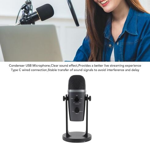 Yunseity USB Condenser Microphone, Wired PC Computer Gaming Streaming Mic Aluminum Alloy for Recording, and Podcasting on PC, Plug and Play for Phone Computer Tablet in Saudi Arabia