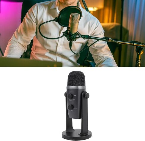 ميكروفون USB مكثف للألعاب، اتصال سلكي من سبائك الألومنيوم، صوت واضح SNR 85db نطاق ديناميكي 88db، للكمبيوتر المحمول والهاتف اللوحي in Saudi Arabia