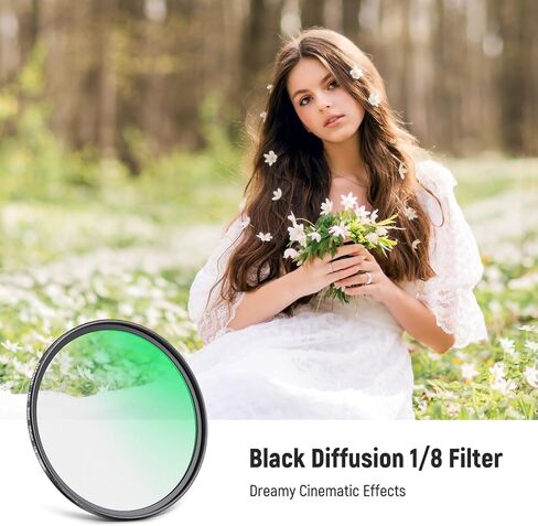 NEEWER 72mm Black Diffusion 1/8 Filter Soft Dreamy Cinematic Effect Filter and Lens Cap Kit (2 Pack), Lens Cover with Anti Loss Strap and Cleaning Cloth in Saudi Arabia