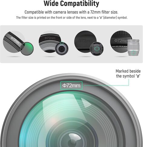 NEEWER 72mm Black Diffusion 1/8 Filter Soft Dreamy Cinematic Effect Filter and Lens Cap Kit (2 Pack), Lens Cover with Anti Loss Strap and Cleaning Cloth in Saudi Arabia