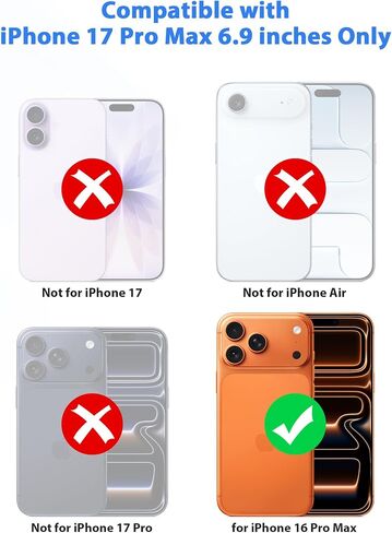 حافظة محفظة COOYA لهاتف iPhone 17 Pro Max مقاس 6.9 بوصة مصنوعة من المعدن، حامل بطاقات ائتمان 3-5، غطاء قلاب بفتحة، جيب خلفي، غطاء صلب واقٍ بطبقة مزدوجة + بطانة داخلية من مطاط TPU الناعم، درع ممتص للصدمات، غير قابل للانزلاق، للرجال والنساء in Kuwait