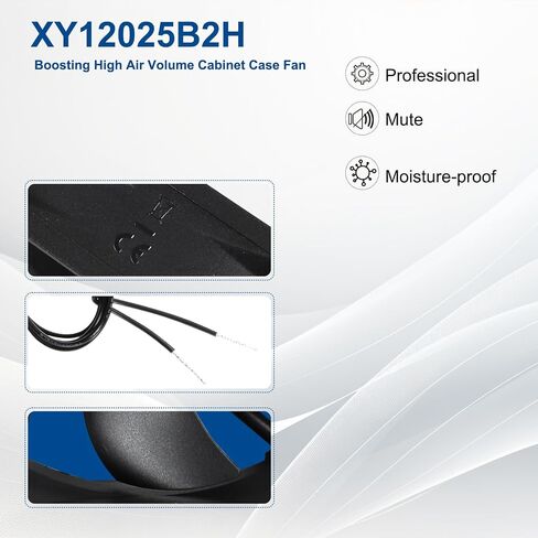 XY12025B2H EC 12025 Cooling Fan, XY-12025B2H 110-240V~220-240V 0.07A Boosting High Air Volume Cabinet Case Fan Replacement Parts, 50/60Hz, Size: 120×120×25mm (1) in Kuwait