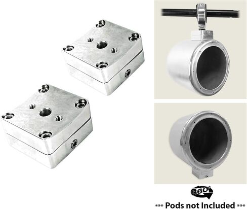 Rockville MAC65S Bundle: (2) Chrome 6.5 in Aluminum Wakeboard Tower Speaker Enclosures, (2) MAC360C 360° Swivel Tower and Surface Mount Clamps for Wakeboards, 4-Items in Saudi Arabia