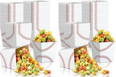 50 Pcs Baseball Popcorn Boxes Paper Cardboard Popcorn Buckets Baseball Print Popcorn Bags Popcorn Container for Baseball Party Favors Supplies, Sports Themed Birthday Party Decorations Gift in Saudi Arabia