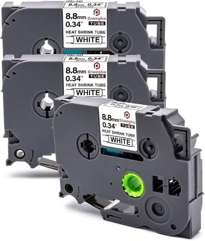 3 عبوات من أنبوب الانكماش الحراري متوافق مع شريط ملصقات الانكماش الحراري Brother P-Touch HSe-231 HSe231 HS-231 HS231 11.7 مم 0.46 بوصة، شريط ملصقات HSe يستخدم في PT-E300 PT-D400 PT-E500 PT-D600، أسود على أبيض in Kuwait