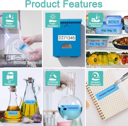 NineLeaf 10PK متوافق مع Brother P-Touch TZe-425 TZe425 TZ-425 TZ425 9 مم 0.35 بوصة 3/8 بوصة أبيض على شريط ملصقات Ptouch مغلف باللون الأحمر يعمل في PT-D201 PT-D215e PT-2030 PT-2030AD PT-2030VP صانع الملصقات in Kuwait