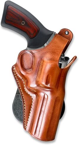 Premium Leather OWB Paddle Holster for Revolver with Thumb Break Fits, Rugerr GP-100 357 Magnum 4.20'' Barrel, Brown Color #1033# in Kuwait