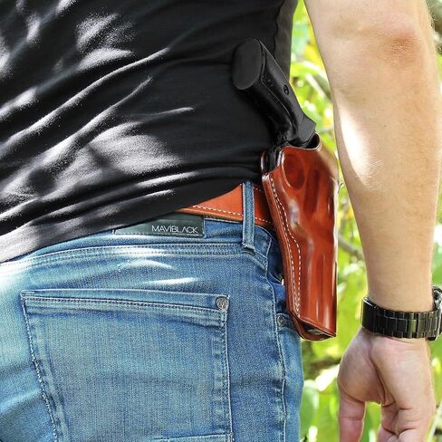 Premium Leather OWB Paddle Holster for Revolver with Thumb Break Fits, Rugerr GP-100 357 Magnum 4.20'' Barrel, Brown Color #1033# in Kuwait