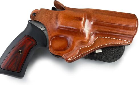 Premium Leather OWB Paddle Holster for Revolver with Thumb Break Fits, Rugerr GP-100 357 Magnum 4.20'' Barrel, Brown Color #1033# in Kuwait