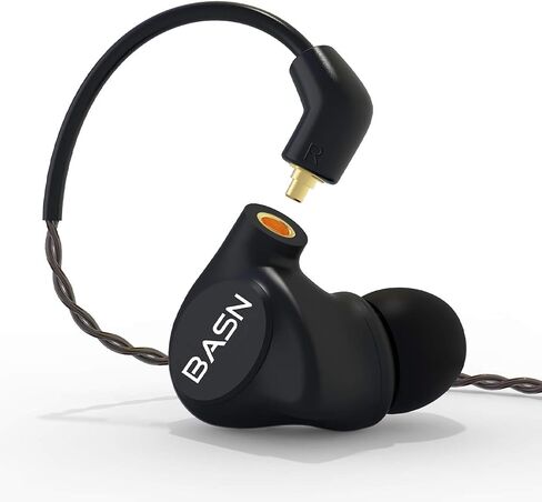 سماعات رأس BASN Metalen داخل الأذن، 4 سائقين موسيقيين عازلة للضوضاء IEMs مع باس عميق، كابلين MMCX قابلين للفصل مع حافظة للمغنيين والطبولين والعازفين (أسود مطفي) in Kuwait