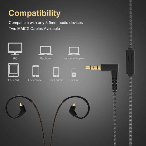 سماعات رأس BASN Metalen داخل الأذن، 4 سائقين موسيقيين عازلة للضوضاء IEMs مع باس عميق، كابلين MMCX قابلين للفصل مع حافظة للمغنيين والطبولين والعازفين (أسود مطفي) in Kuwait