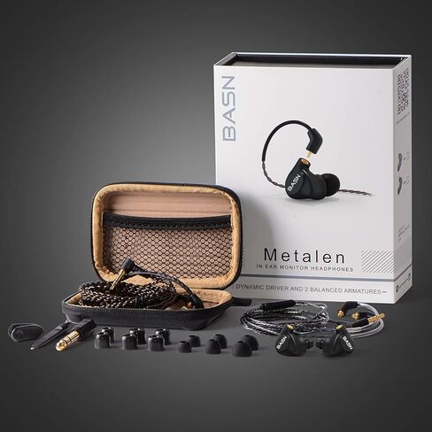 سماعات رأس BASN Metalen داخل الأذن، 4 سائقين موسيقيين عازلة للضوضاء IEMs مع باس عميق، كابلين MMCX قابلين للفصل مع حافظة للمغنيين والطبولين والعازفين (أسود مطفي) in Kuwait