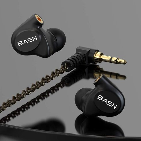 سماعات رأس BASN Metalen داخل الأذن، 4 سائقين موسيقيين عازلة للضوضاء IEMs مع باس عميق، كابلين MMCX قابلين للفصل مع حافظة للمغنيين والطبولين والعازفين (أسود مطفي) in Kuwait