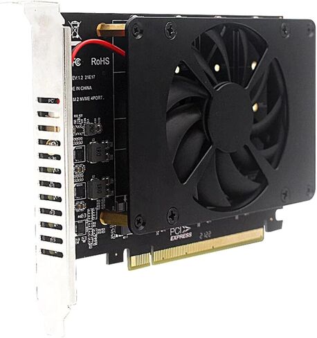 NVME SSD M.2 MKEY SSD RAID Array Expansion Adapter Card with Fan 4x32Gbps 4x4 Full Channel for SSD 2230 2242 2260 in Saudi Arabia