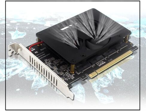 NVME SSD M.2 MKEY SSD RAID Array Expansion Adapter Card with Fan 4x32Gbps 4x4 Full Channel for SSD 2230 2242 2260 in Saudi Arabia