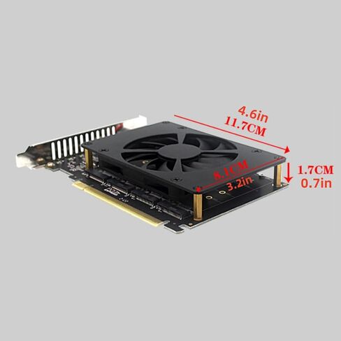 NVME SSD M.2 MKEY SSD RAID Array Expansion Adapter Card with Fan 4x32Gbps 4x4 Full Channel for SSD 2230 2242 2260 in Saudi Arabia
