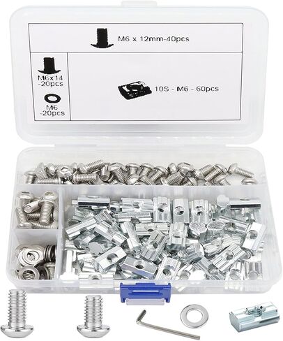 Black Screws Nuts Kit for 2020 2028 Series Conrner Bracket Connector, 40Pcs M5 x 10mm, M5 x 8mm Hex Socket Button Head Cap Screws Bolts, 40PCS M5 Slide in T Nut, M5 Drop in T Nut, 40PCS M5 Washers in Kuwait