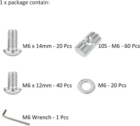 Black Screws Nuts Kit for 2020 2028 Series Conrner Bracket Connector, 40Pcs M5 x 10mm, M5 x 8mm Hex Socket Button Head Cap Screws Bolts, 40PCS M5 Slide in T Nut, M5 Drop in T Nut, 40PCS M5 Washers in Kuwait