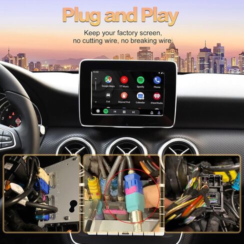 Wireless Carplay Retrofit Kit Decoder for Mercedes Benz NTG5.0 Class A/B/C/E/GLA/GLC/GLE/CLA/CLS/SL/SLC/S Coupe E, Support Wireless Android Auto, YouTube,Mirrorlink, Reverse Camera in Kuwait