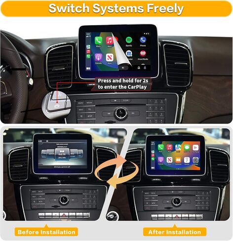 Wireless Carplay Retrofit Kit Decoder for Mercedes Benz NTG5.0 Class A/B/C/E/GLA/GLC/GLE/CLA/CLS/SL/SLC/S Coupe E, Support Wireless Android Auto, YouTube,Mirrorlink, Reverse Camera in Kuwait
