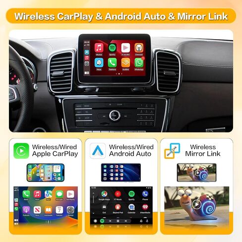 Wireless Carplay Retrofit Kit Decoder for Mercedes Benz NTG5.0 Class A/B/C/E/GLA/GLC/GLE/CLA/CLS/SL/SLC/S Coupe E, Support Wireless Android Auto, YouTube,Mirrorlink, Reverse Camera in Kuwait