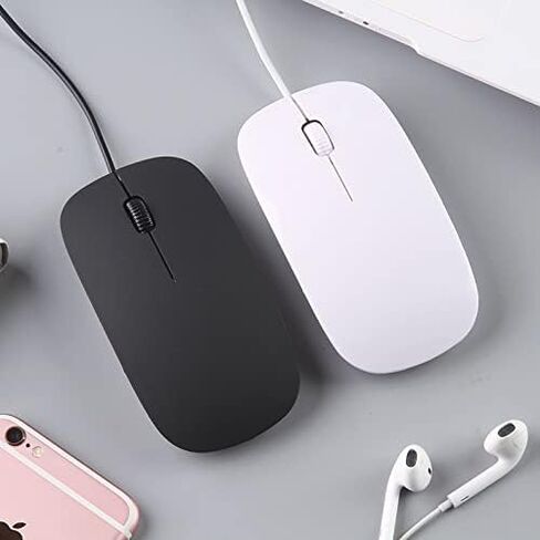 Wired Mouse for Computer and Laptop, USB Corded Mouse, Right or Left Hand Use - Black in Saudi Arabia