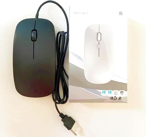 Wired Mouse for Computer and Laptop, USB Corded Mouse, Right or Left Hand Use - Black in Saudi Arabia