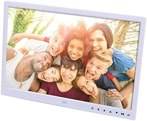 1280x800 high-Definition Digital Photo Frame, Supports Photos, Videos, MP3s, calendars, Alarm Clocks, USB and SD Card Connections, White. in Saudi Arabia