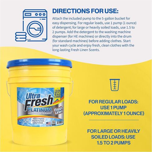 Ultra Fresh Platinum Fresh Breeze HE Liquid Laundry Detergent with Odor Eliminators, Concentrated, Up to 640 Loads. 5 Gallons (640 oz) in Kuwait
